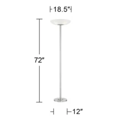 Possini Euro Design Meridian Light Blaster Modern Torchiere Floor Lamp 72" Tall Brushed Nickel LED Frosted Glass Shade For Living Room Bedroom Office -Home Decor Shop GUEST e1694616 6618 4ddf a110 547269b9f2f9
