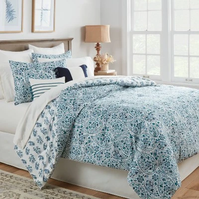 12pc Reversible Paisley Print Comforter & Sheets Set Blue/Dark Teal Blue - Threshold™ 1 12pc Reversible Paisley Print Comforter & Sheets Set Blue/Dark Teal Blue - Threshold™