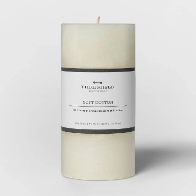 Pillar Candle Soft Cotton White - Threshold™ 4 Pillar Candle Soft Cotton White - Threshold™ - Image 4