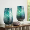 360 Lighting Carmen Modern Coastal Accent Table Lamps 12 1/2" High Set Of 2 Green Art Glass Shade For Bedroom Bedside Nightstand Office
