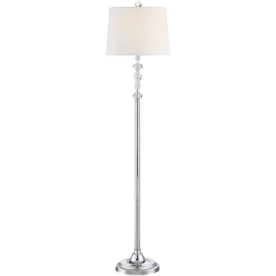 360 Lighting Montrose Modern Floor Lamps 61" Tall Set Of 2 Polished Steel Crystal Glass White Fabric Drum Shade For Living Room Bedroom Office House 5 360 Lighting Montrose Modern Floor Lamps 61" Tall Set Of 2 Polished Steel Crystal Glass White Fabric Drum Shade For Living Room Bedroom Office House - Image 5