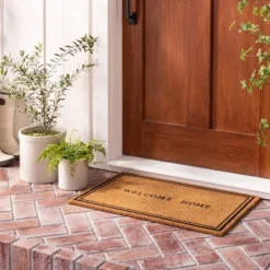 Welcome Home Coir Doormat Tan/Black - Hearth & Hand™ With Magnolia