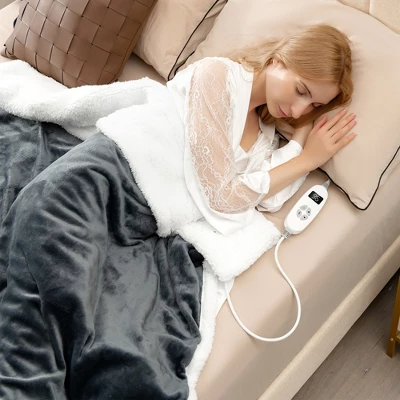 Tangkula 50" X 60" Heated Electric Reversible Fleece Blanket Blanket Throw W/ 10 Heat Levels, 9 Hours Auto Shut-Off, Overheat Protection Gray 4 Tangkula 50" X 60" Heated Electric Reversible Fleece Blanket Blanket Throw W/ 10 Heat Levels, 9 Hours Auto Shut-Off, Overheat Protection Gray - Image 4