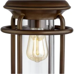 Franklin Iron Works Andreas Industrial Table Lamp 26" High Brown Metal With Nightlight LED And USB Charging Port Oatmeal Shade For Living Room Desk -Home Decor Shop GUEST ff266ca9 dba5 4542 8acd 1d5d696cd6f5