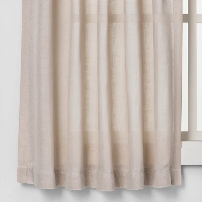 2pk 42"x36" Light Filtering Bonaire Curtain Tiers Beige - Threshold™ 2 2pk 42"x36" Light Filtering Bonaire Curtain Tiers Beige - Threshold™ - Image 2
